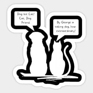 Cat And Dog Silhouette - Funny Sticker